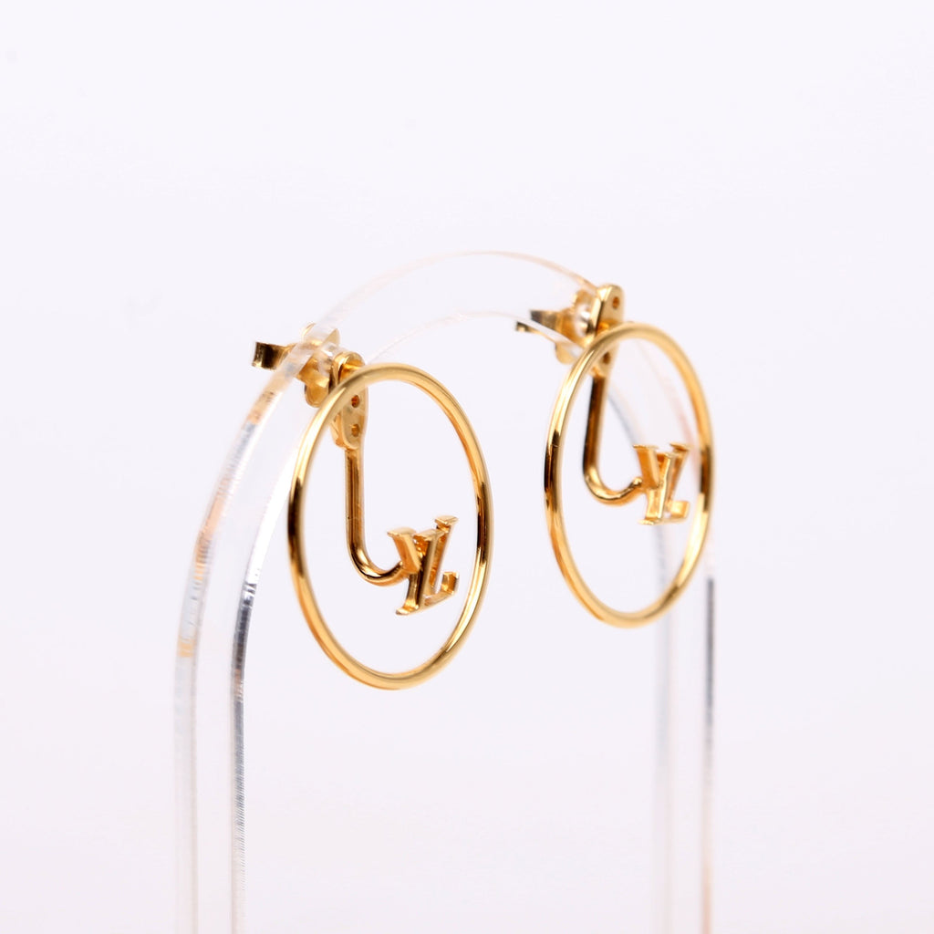 Drop LV Eclipse Hoop Earrings Gold