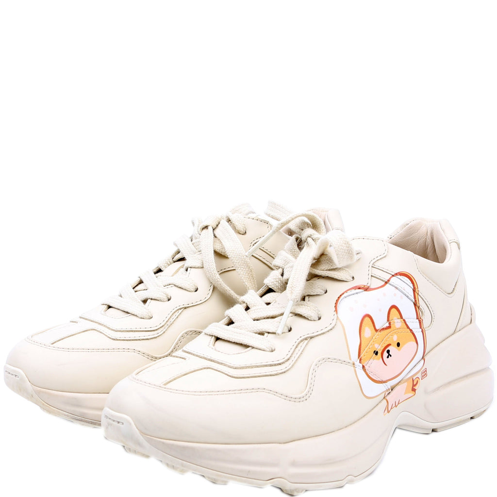 Gucci Rhyton Sneakers Animal Print Size 36 Cream