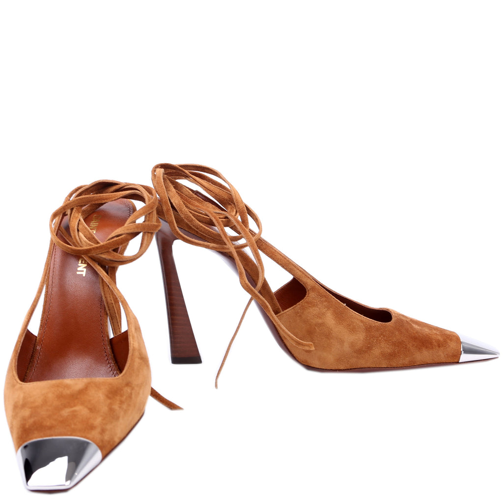 Blade 105 Slingback Suede Heels Size 38 Brown