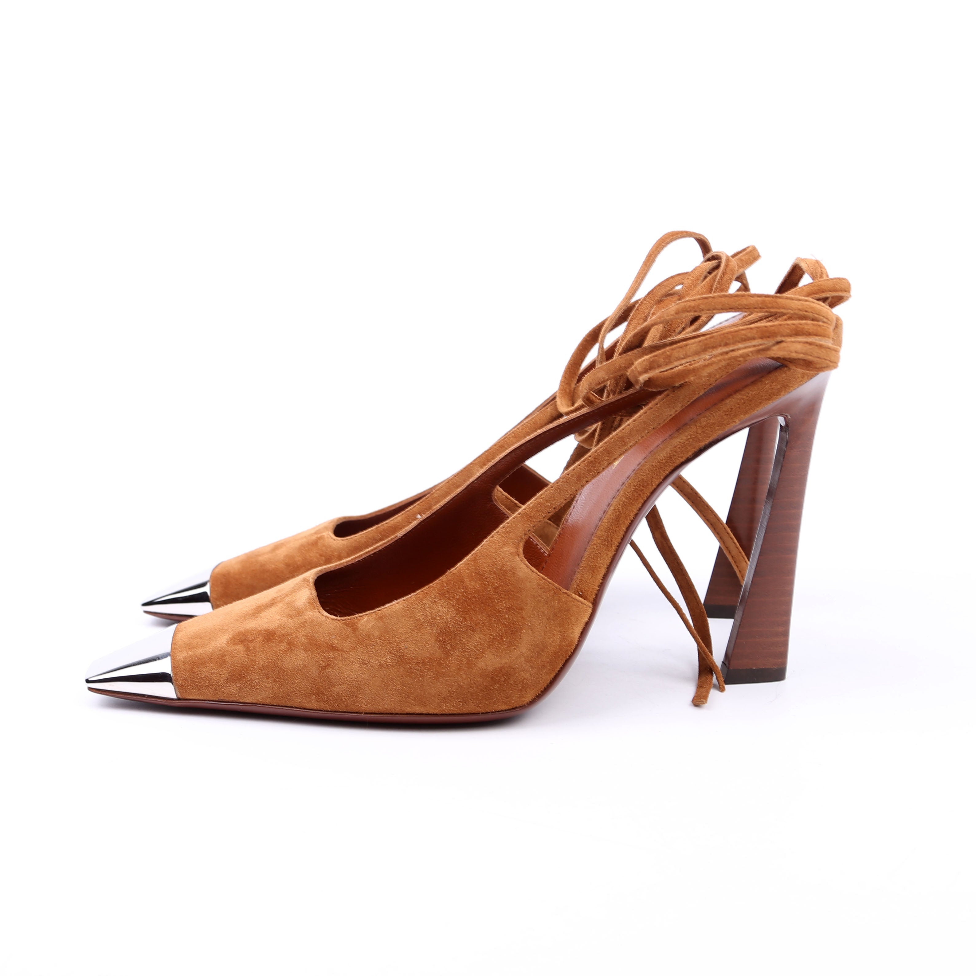 Blade 105 Slingback Suede Heels Size 38 Brown