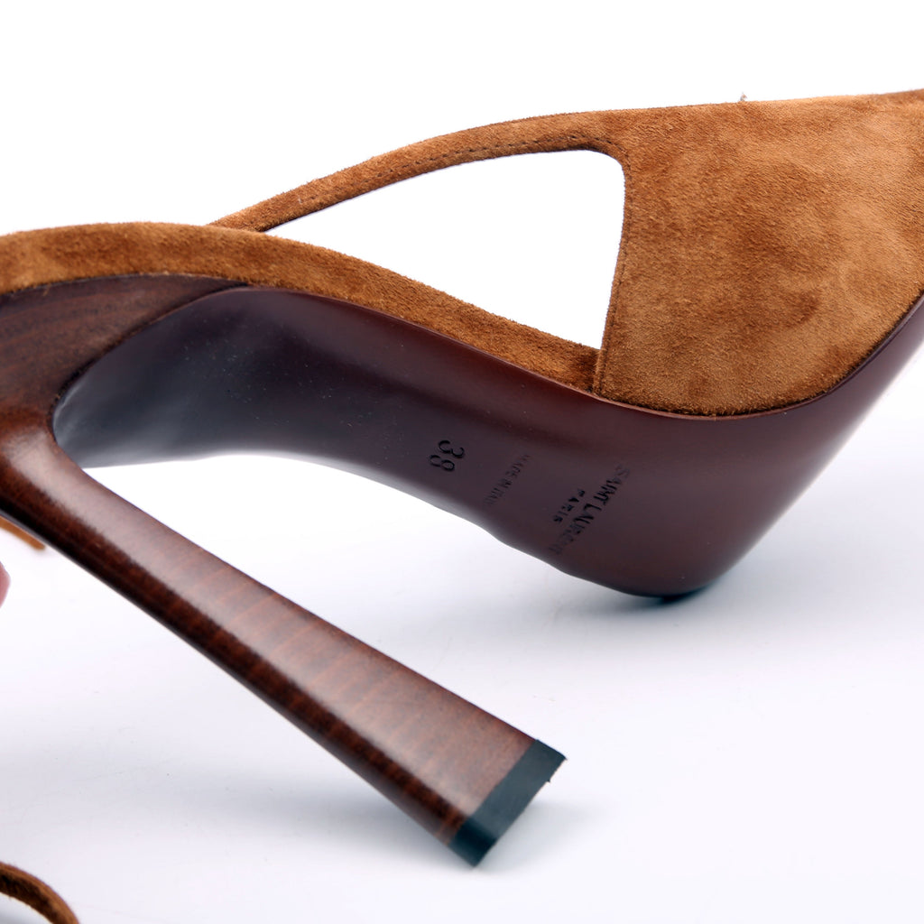 Blade 105 Slingback Suede Heels Size 38 Brown