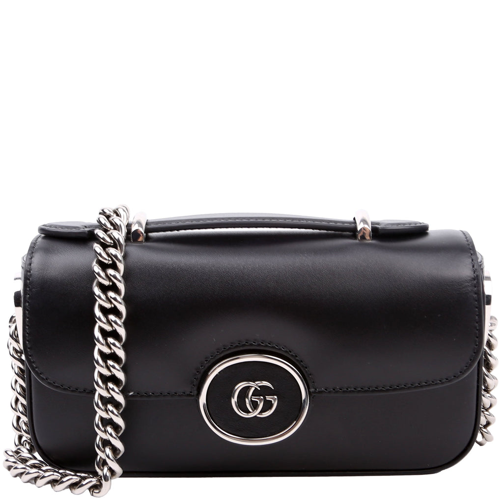 Gucci 760194 Petite GG Mini Calfskin Shoulder Bag Black
