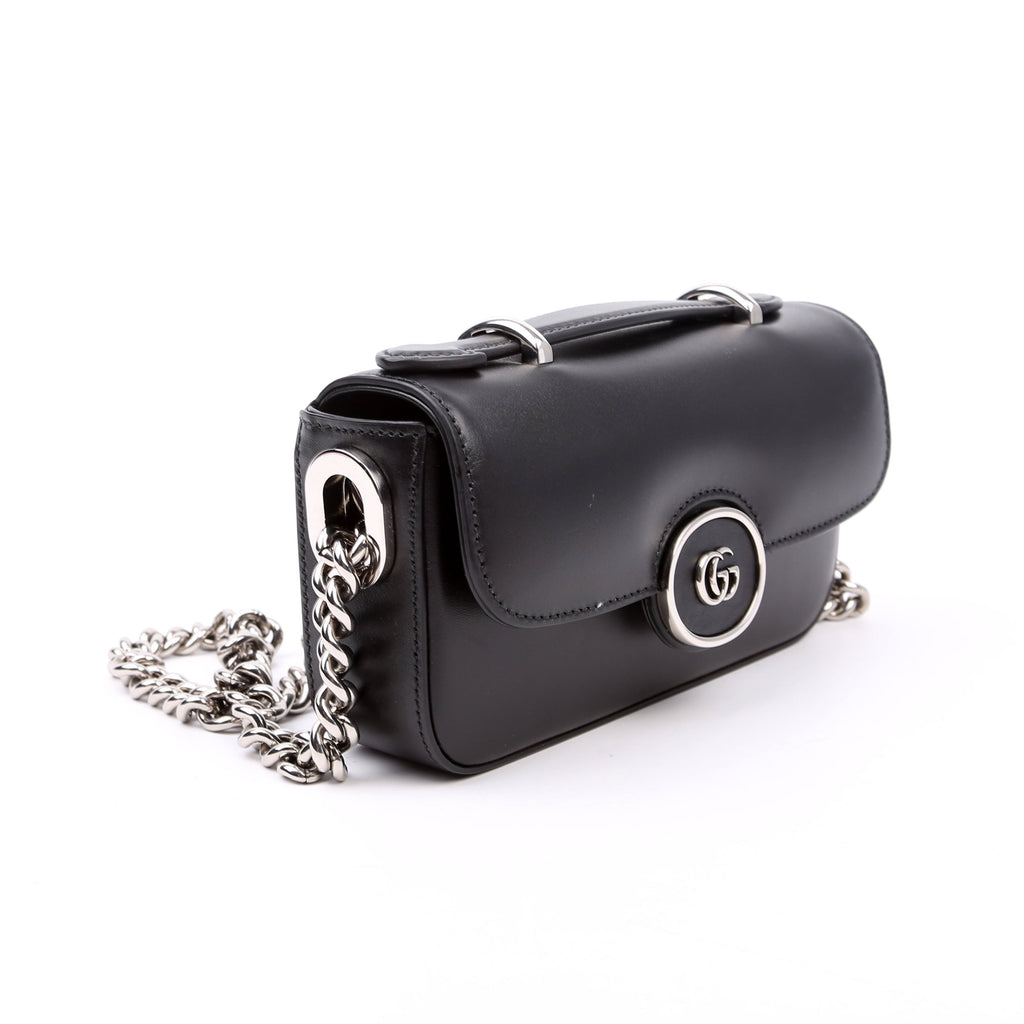 Gucci 760194 Petite GG Mini Calfskin Shoulder Bag Black