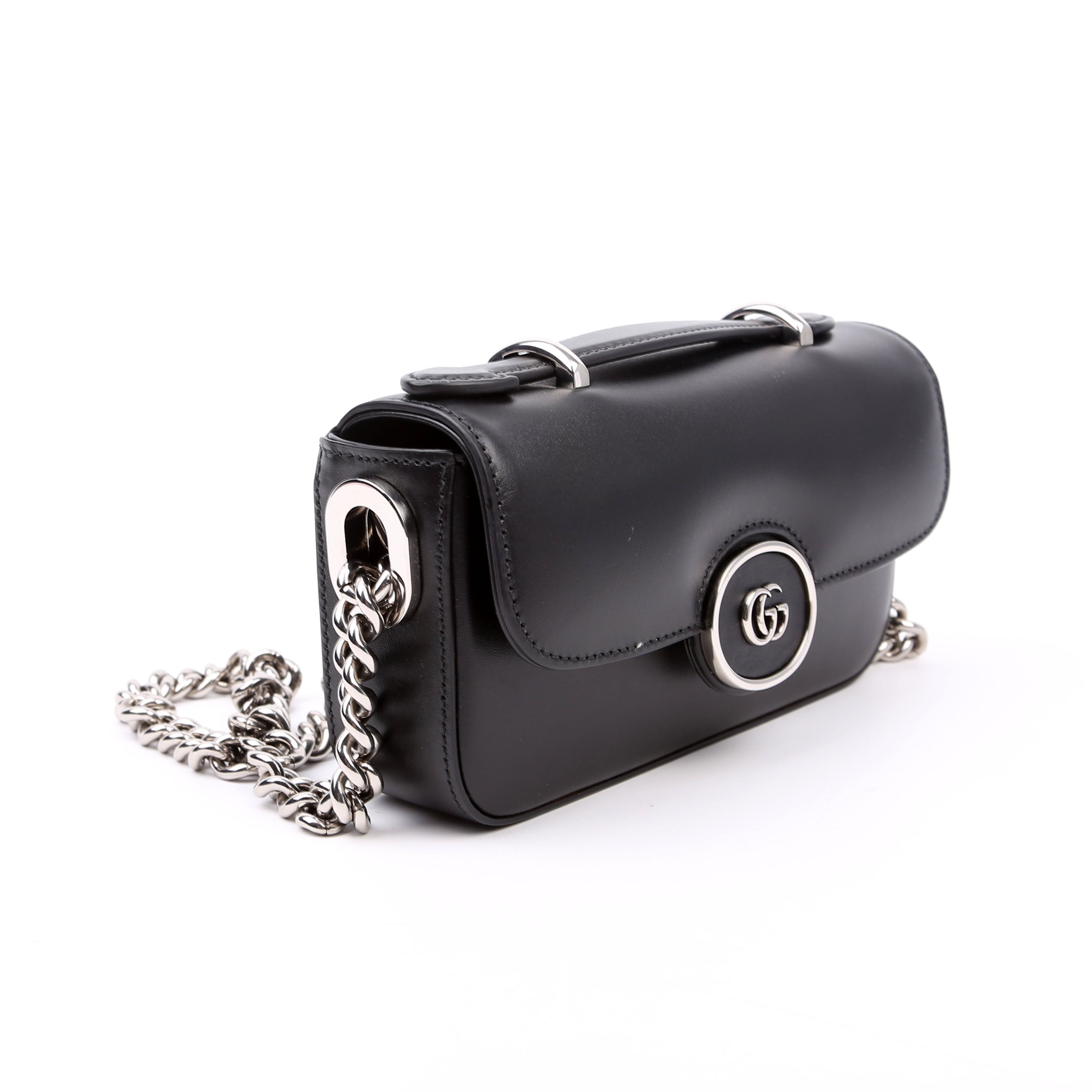 Gucci 760194 Petite GG Mini Calfskin Shoulder Bag Black