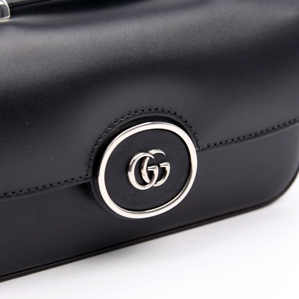 Gucci 760194 Petite GG Mini Calfskin Shoulder Bag Black