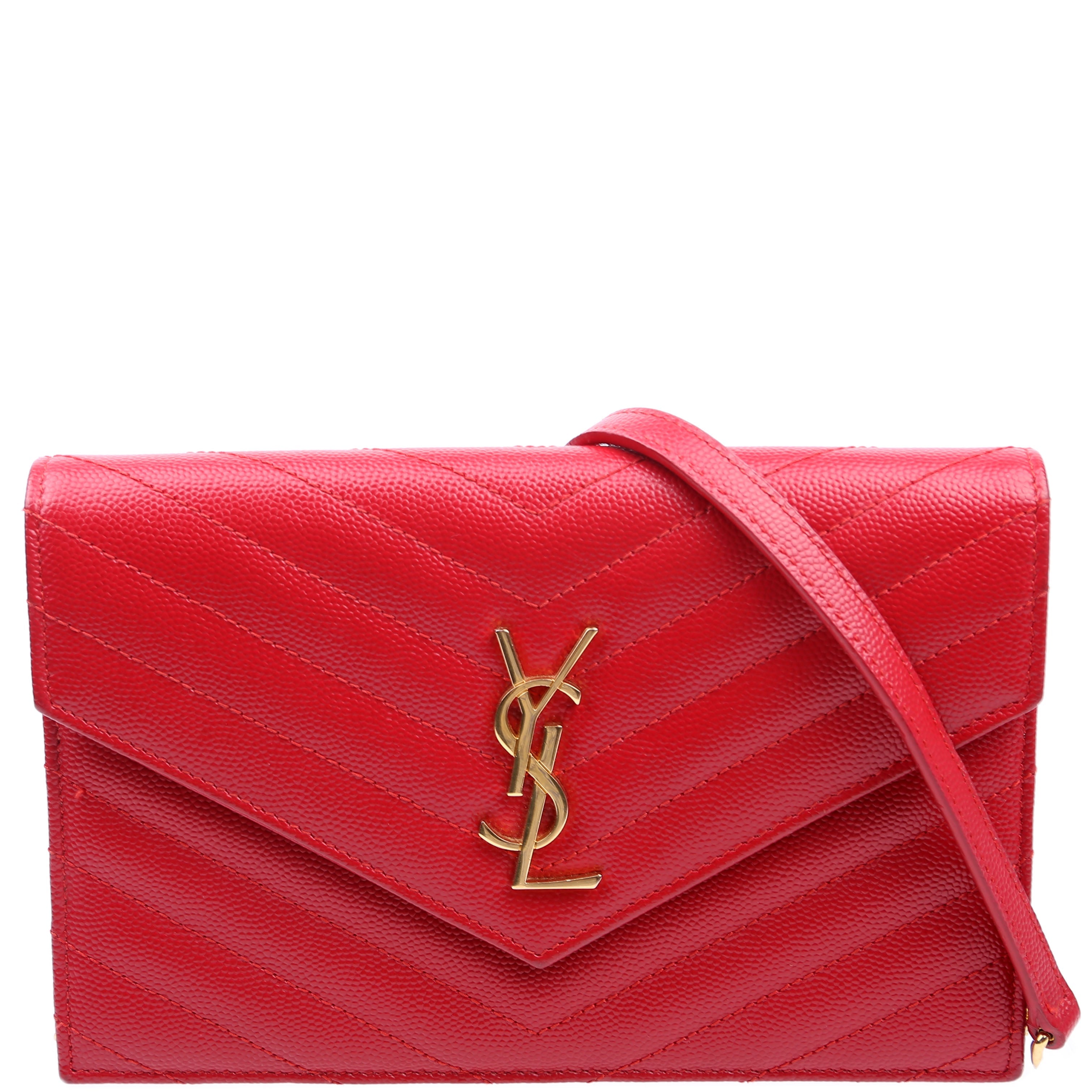 Saint Laurent Envelope Chain Wallet 393953 Red