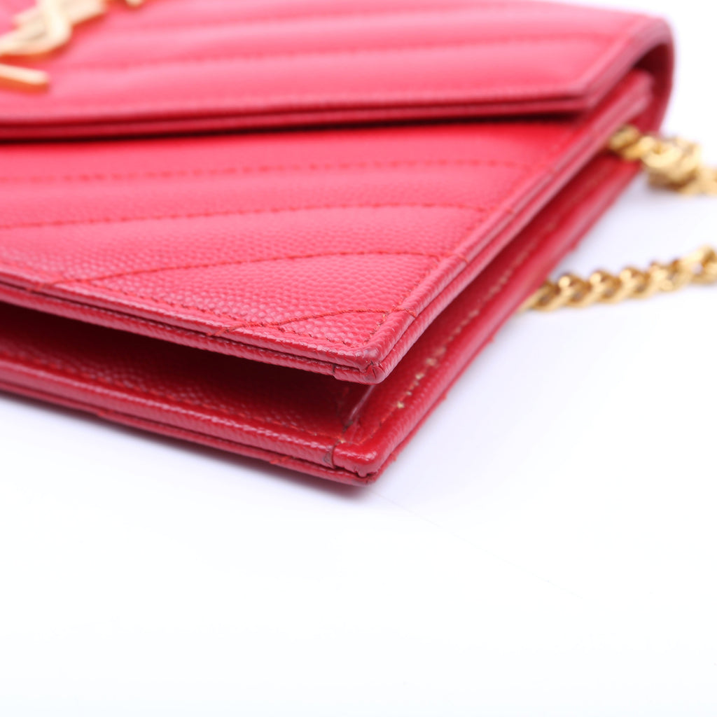 Saint Laurent Envelope Chain Wallet 393953 Red
