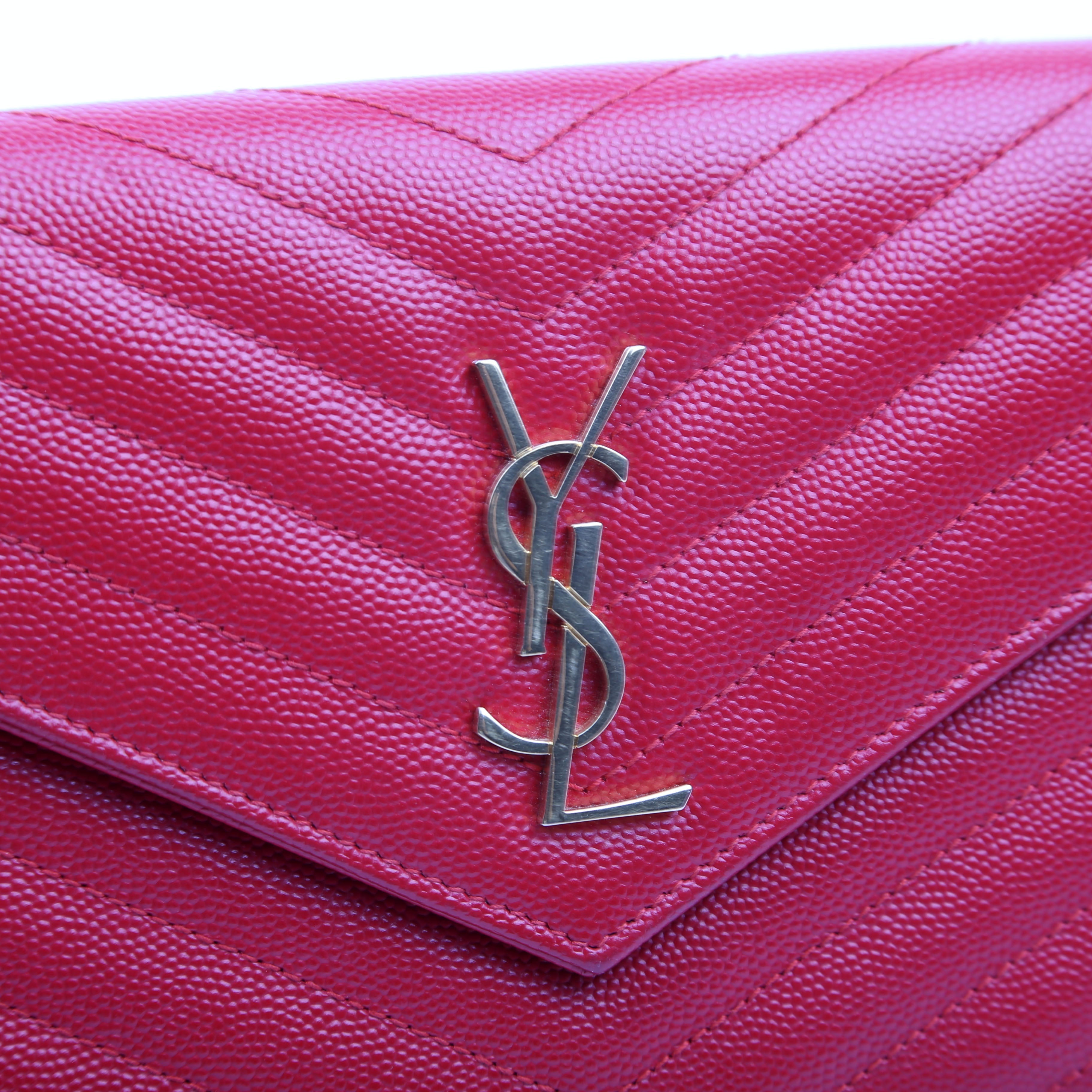 Saint Laurent Envelope Chain Wallet 393953 Red
