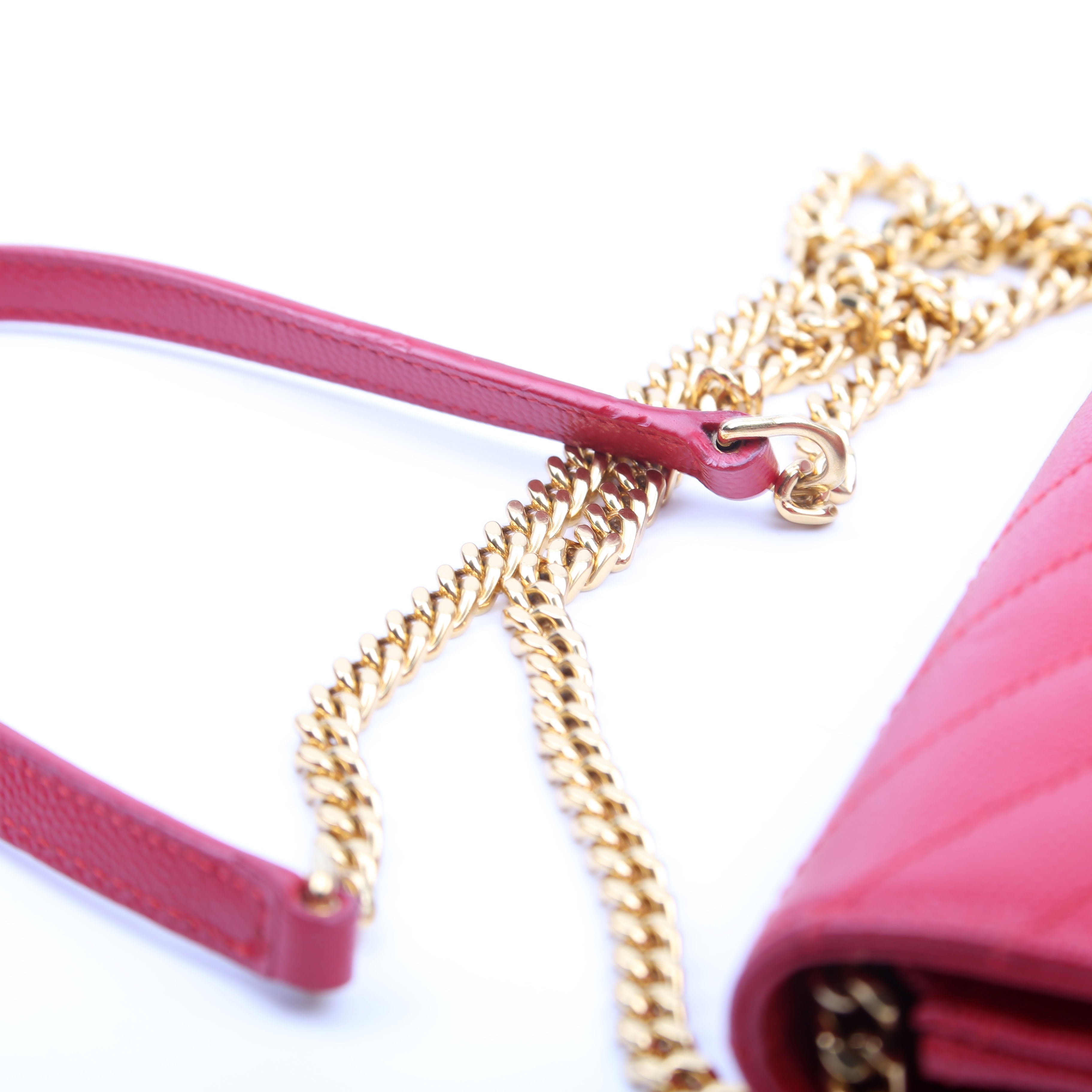 Saint Laurent Envelope Chain Wallet 393953 Red