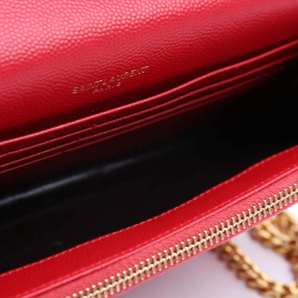 Saint Laurent Envelope Chain Wallet 393953 Red
