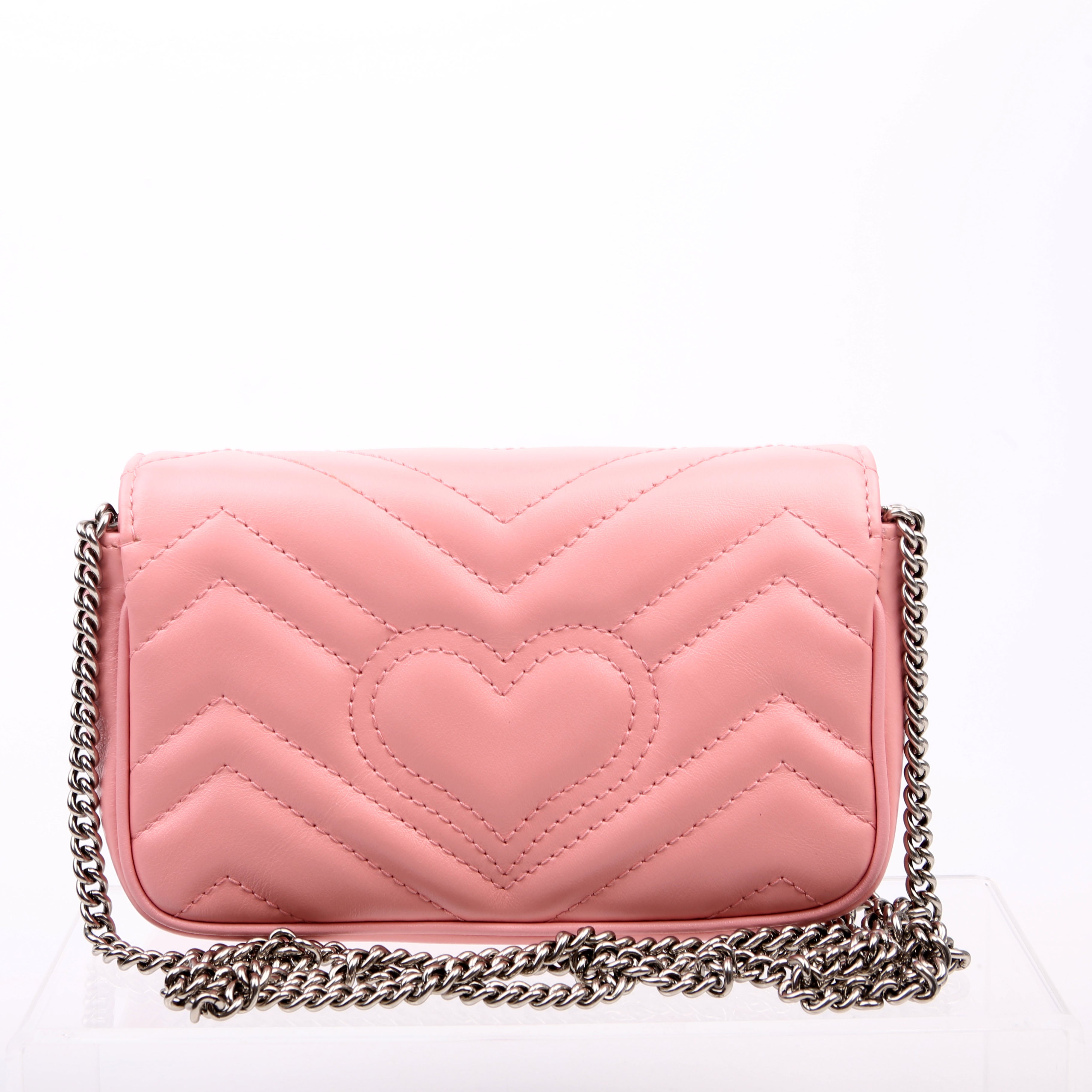 476433 Marmont Leather Super Mini Flap Pink