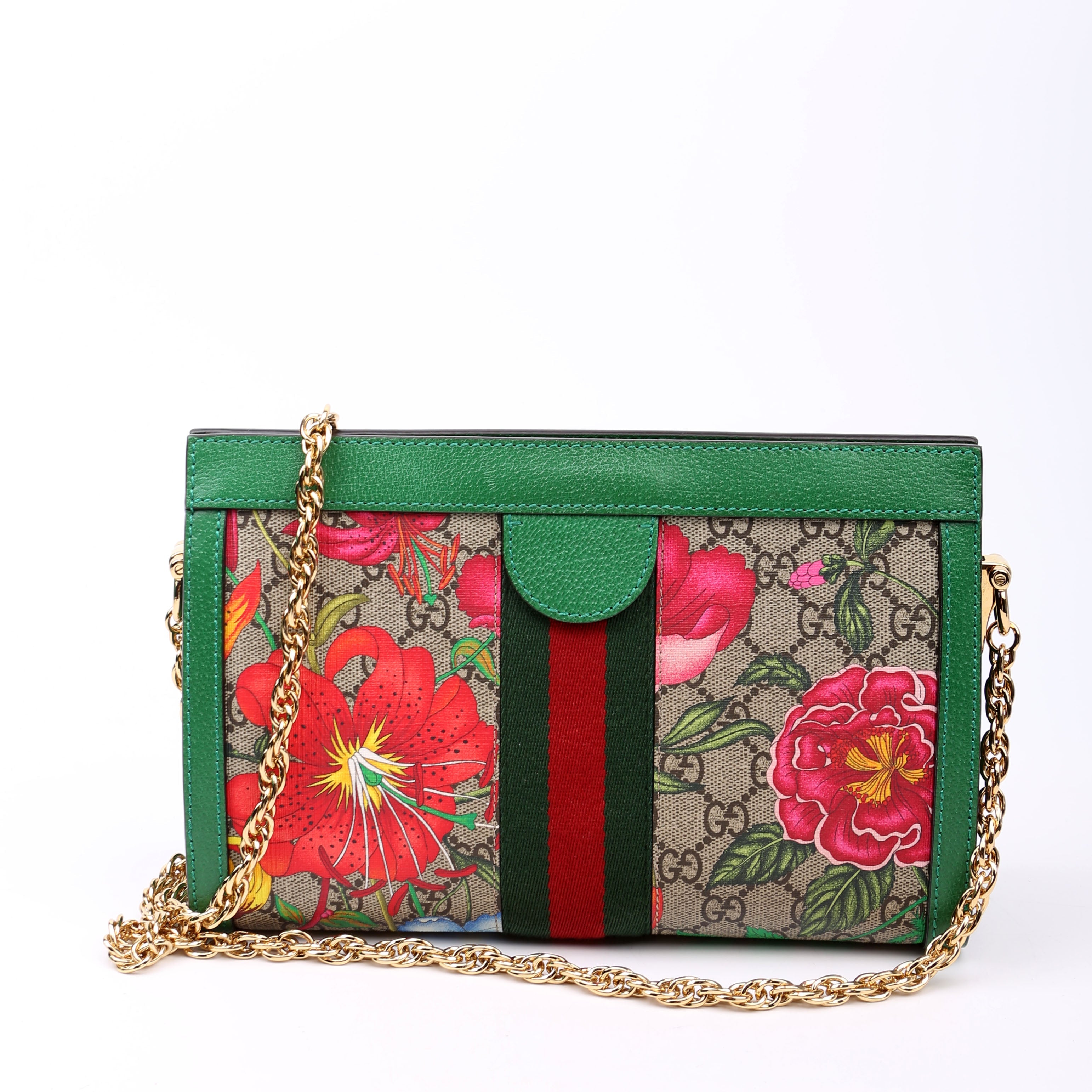 503877 GG Supreme Flora Ophidia Small Chain Green