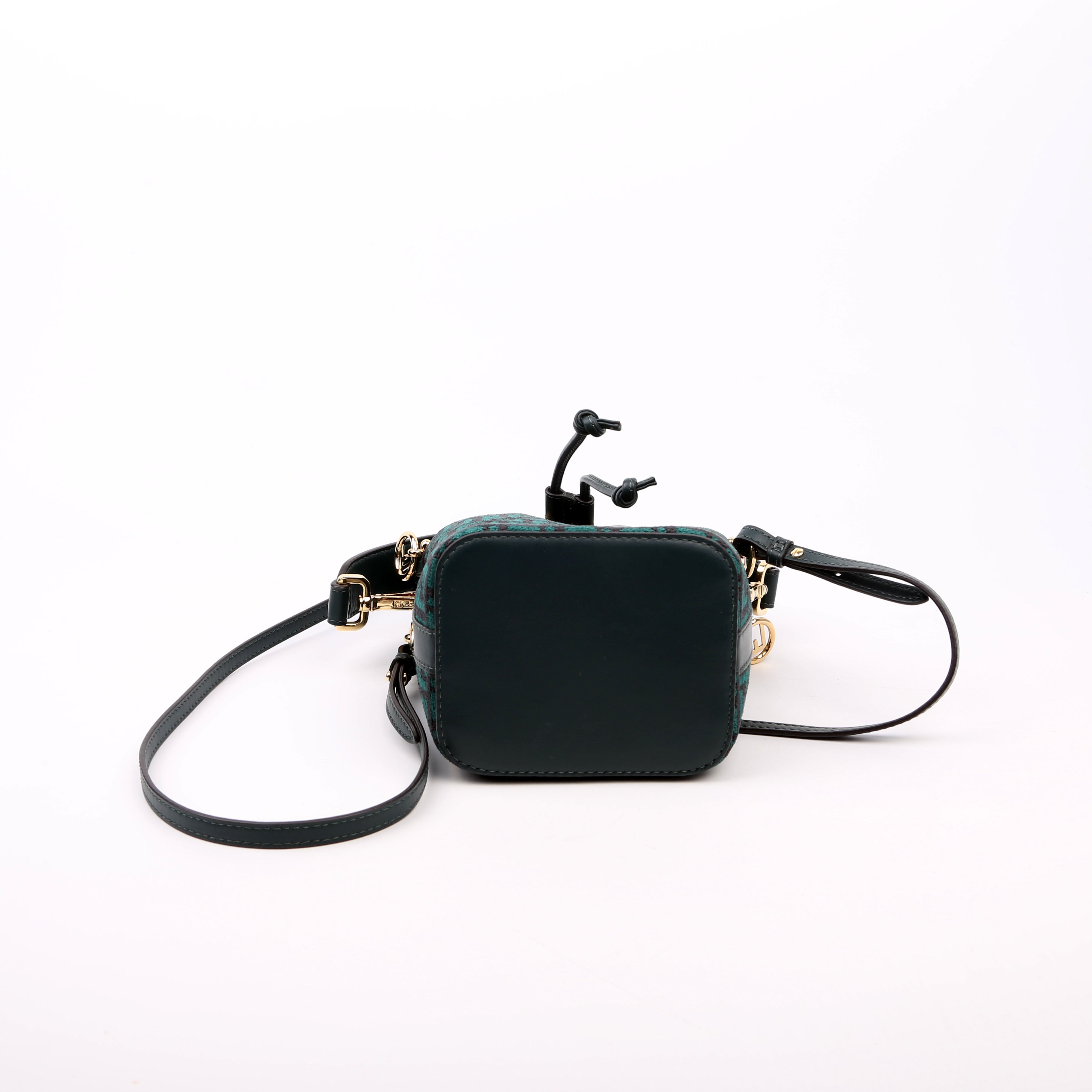 8BS010 Mon Tresor Mini Bucket Leather Canvas FF Green