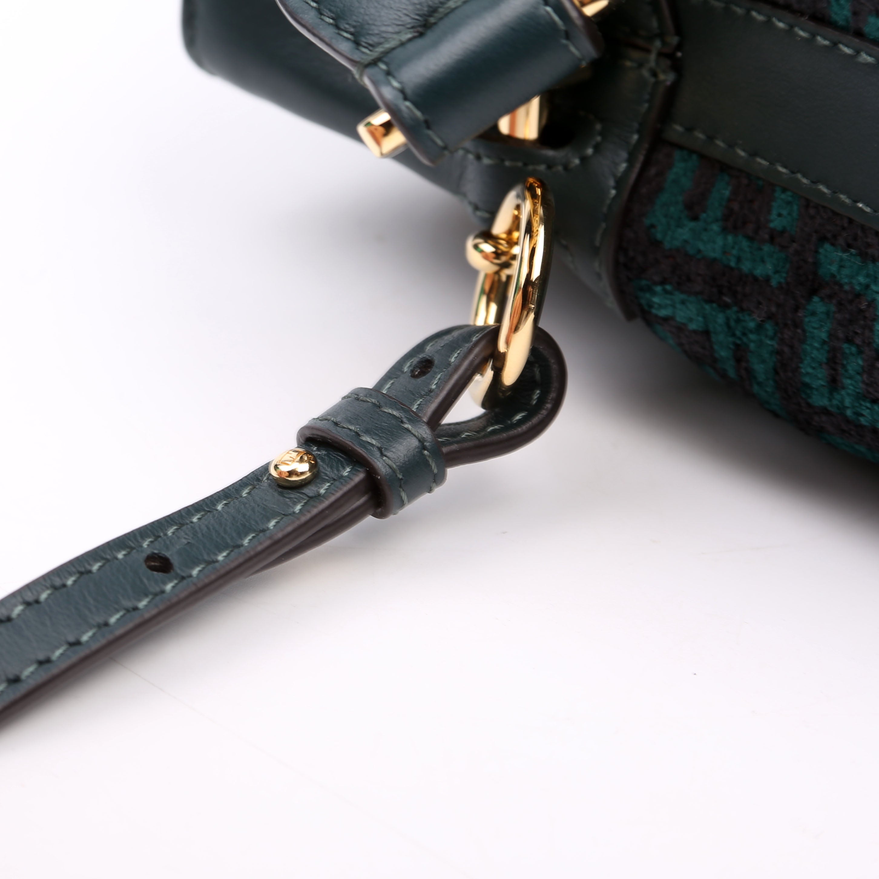 8BS010 Mon Tresor Mini Bucket Leather Canvas FF Green