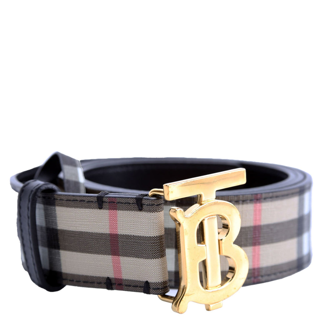 TB Logo Archive Check Belt Size Large Beige/Black