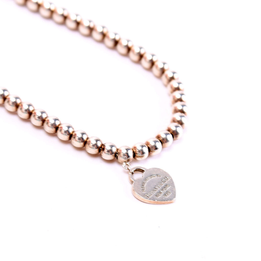 Please Return To Mini Heart Bead Chain Bracelet 925
