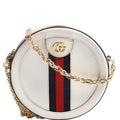 550618 Ophidia Leather Round Small Crossbody White