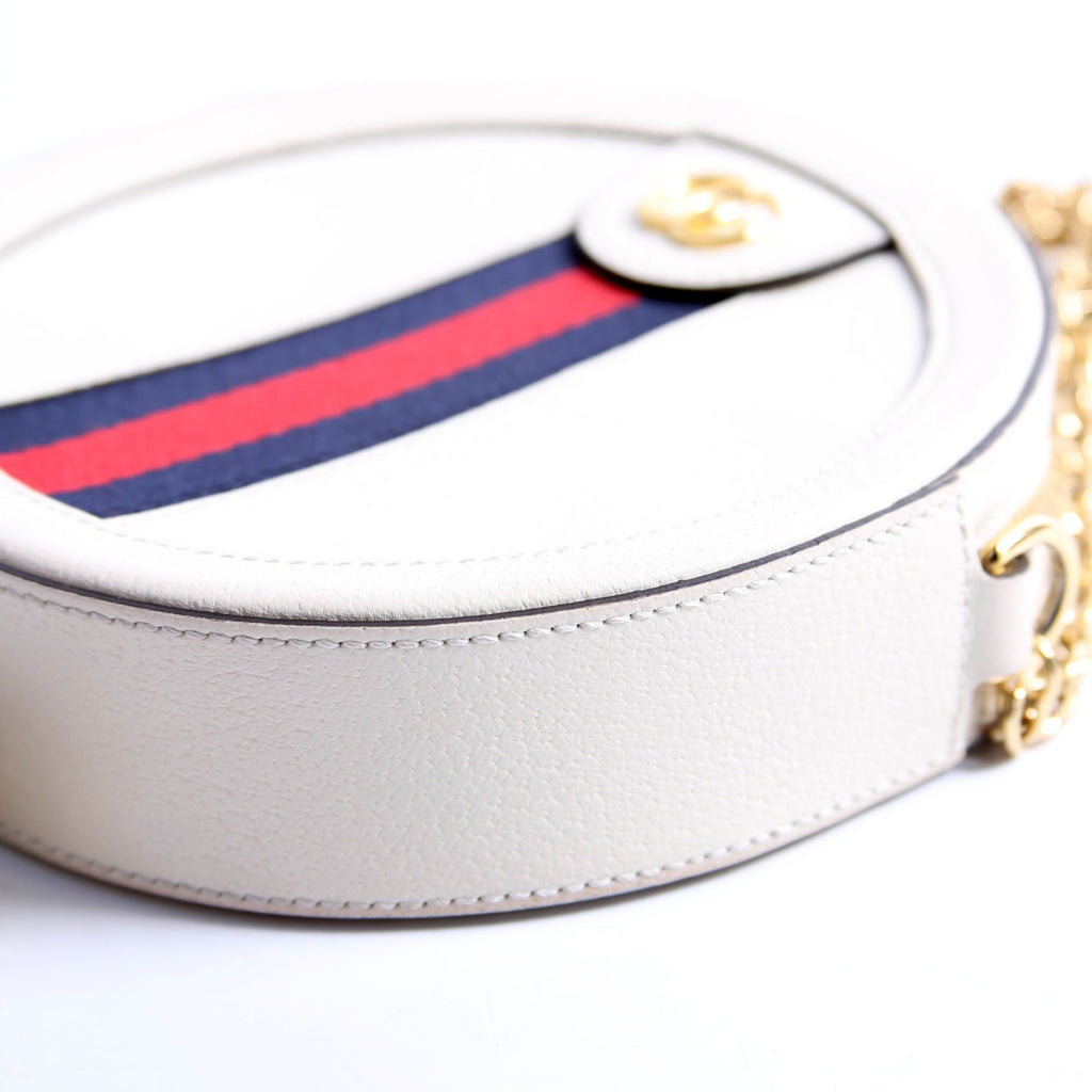 550618 Ophidia Leather Round Small Crossbody White