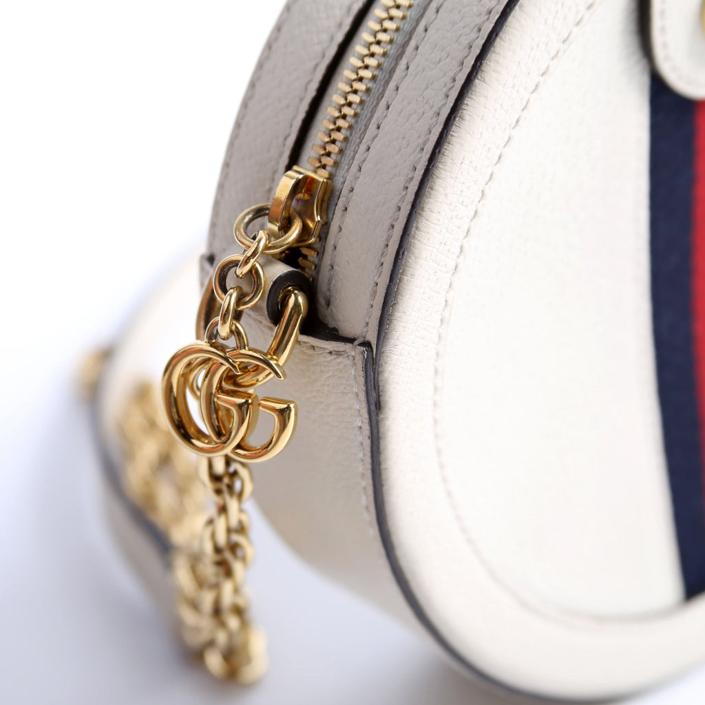 550618 Ophidia Leather Round Small Crossbody White