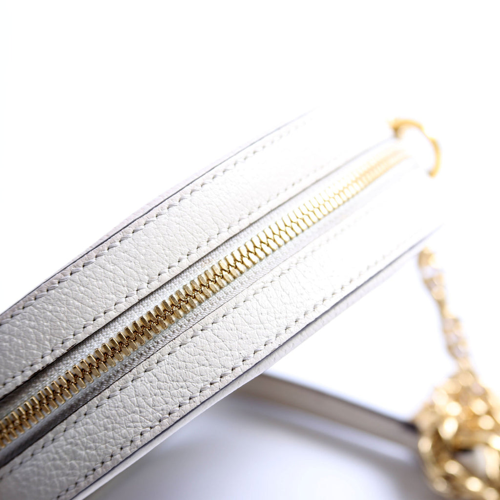 550618 Ophidia Leather Round Small Crossbody White