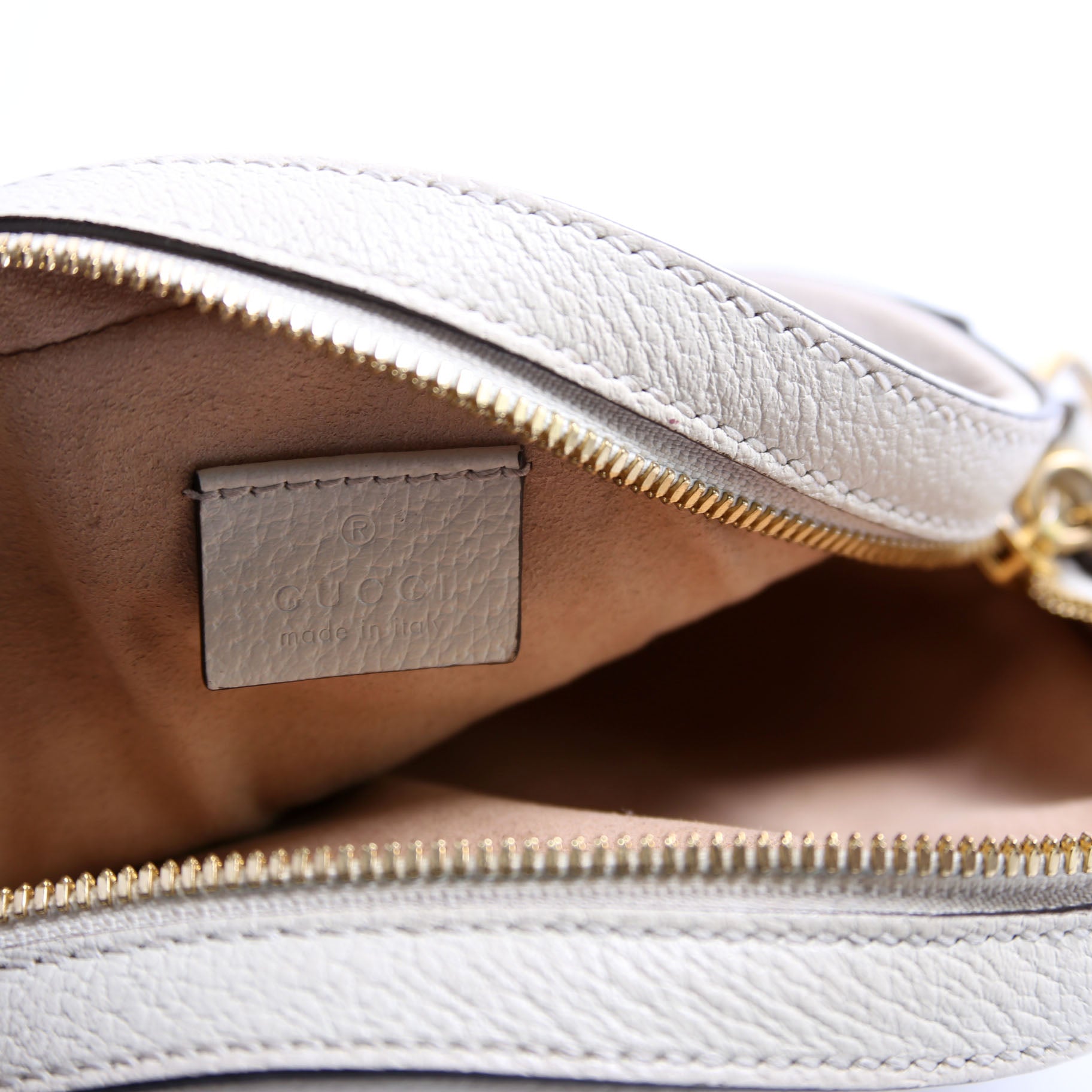 550618 Ophidia Leather Round Small Crossbody White
