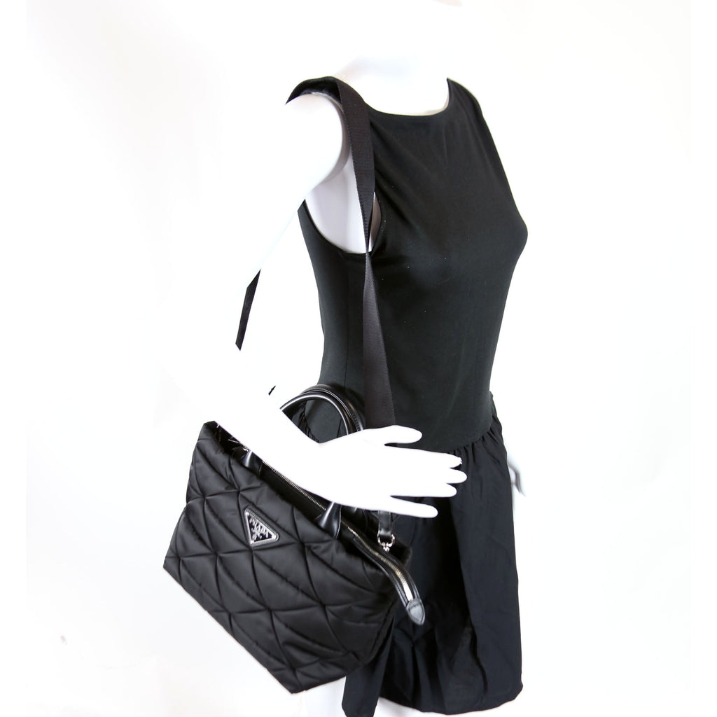 1BG436 Padded Re-Nylon Small Tote Black