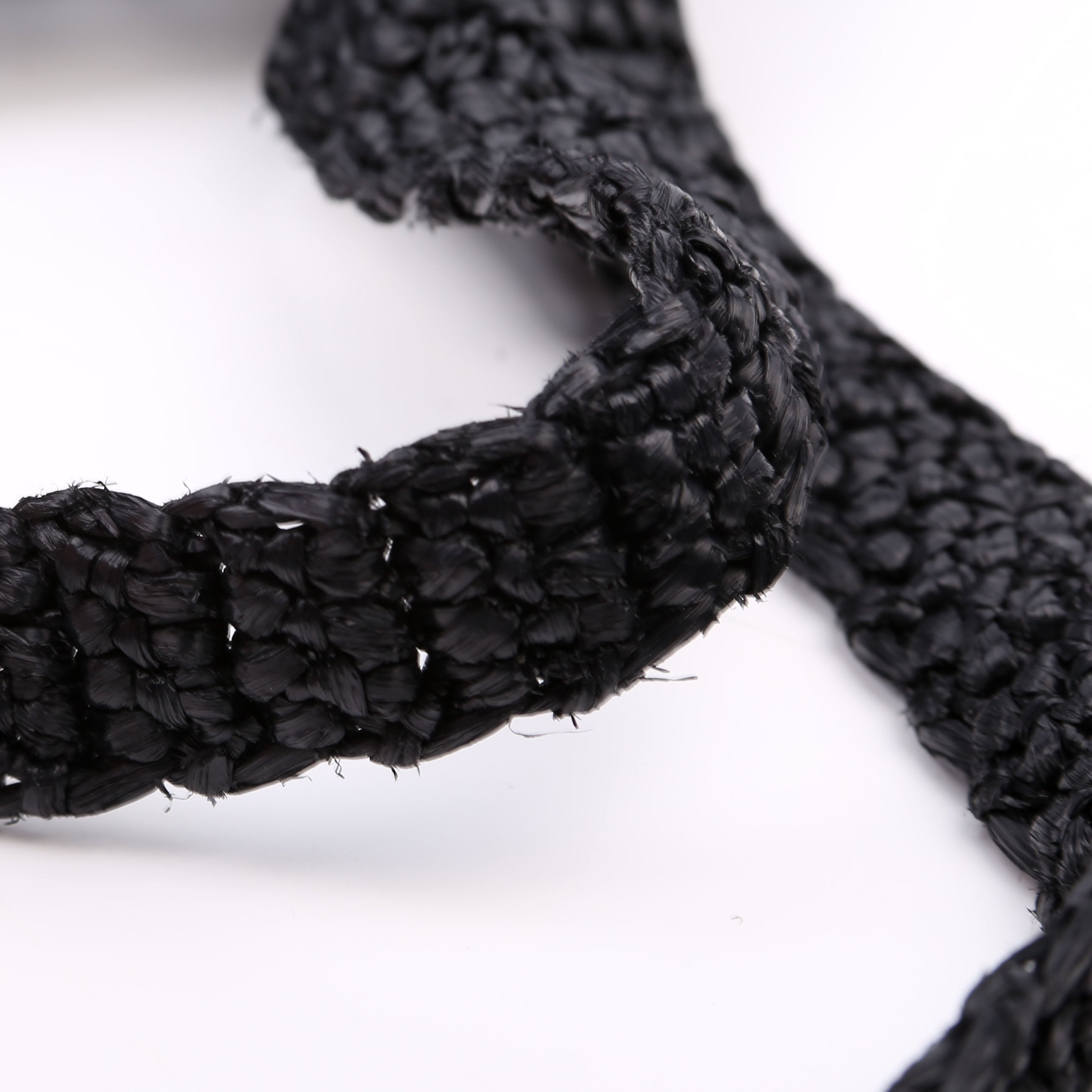 Prada 1BG393 Raffia Crochet Tote Bag Black