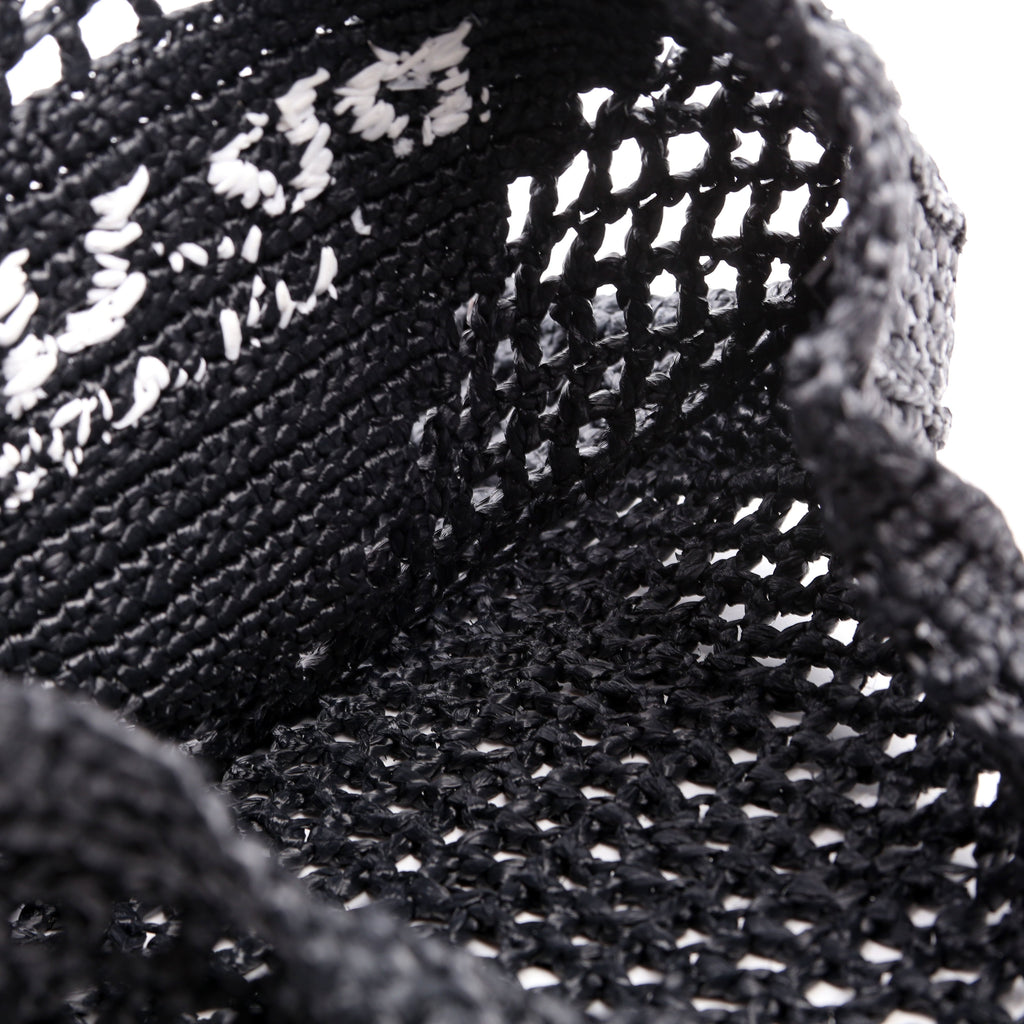 Prada 1BG393 Raffia Crochet Tote Bag Black
