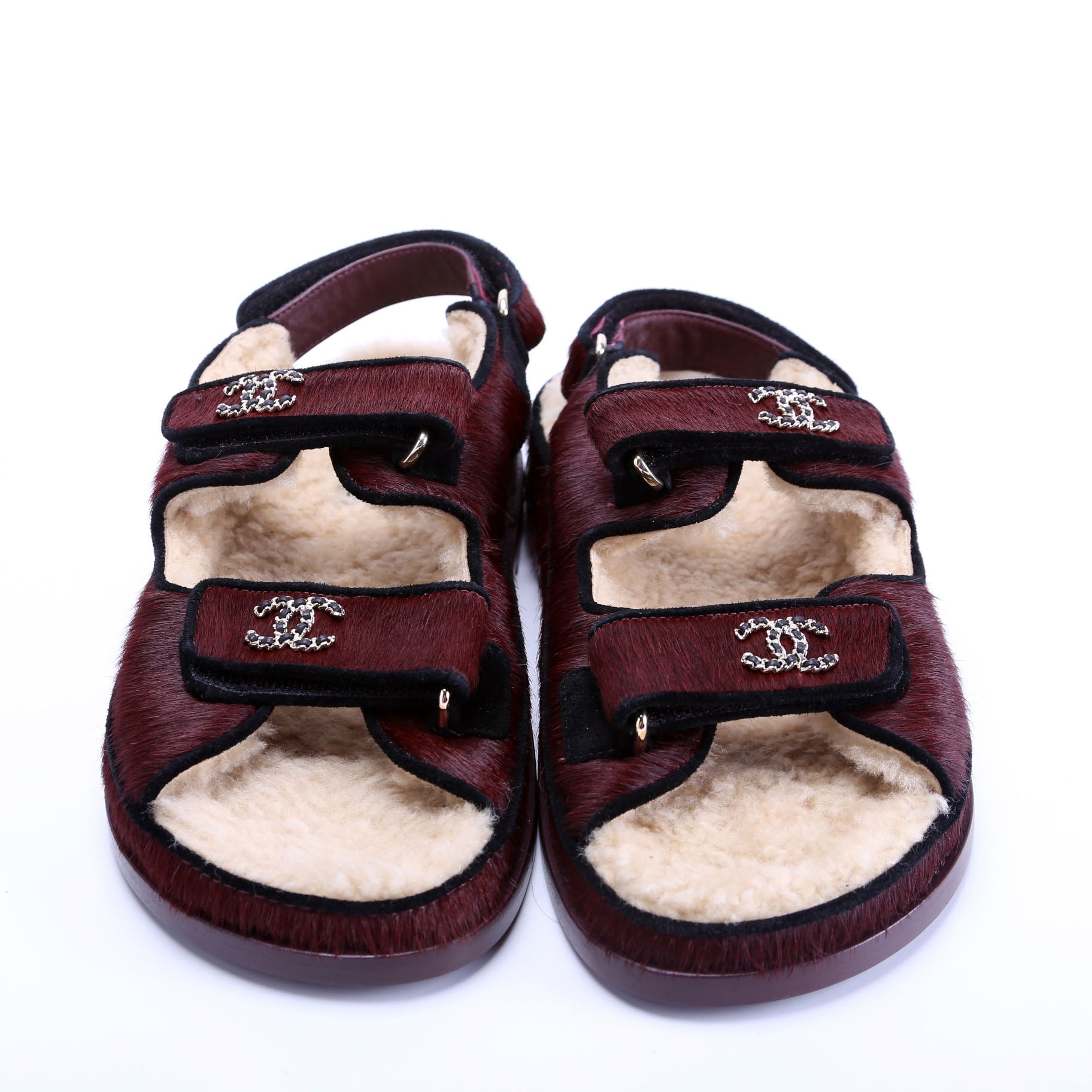 CC Dad Sandals Calf Hair Shearling Size 38