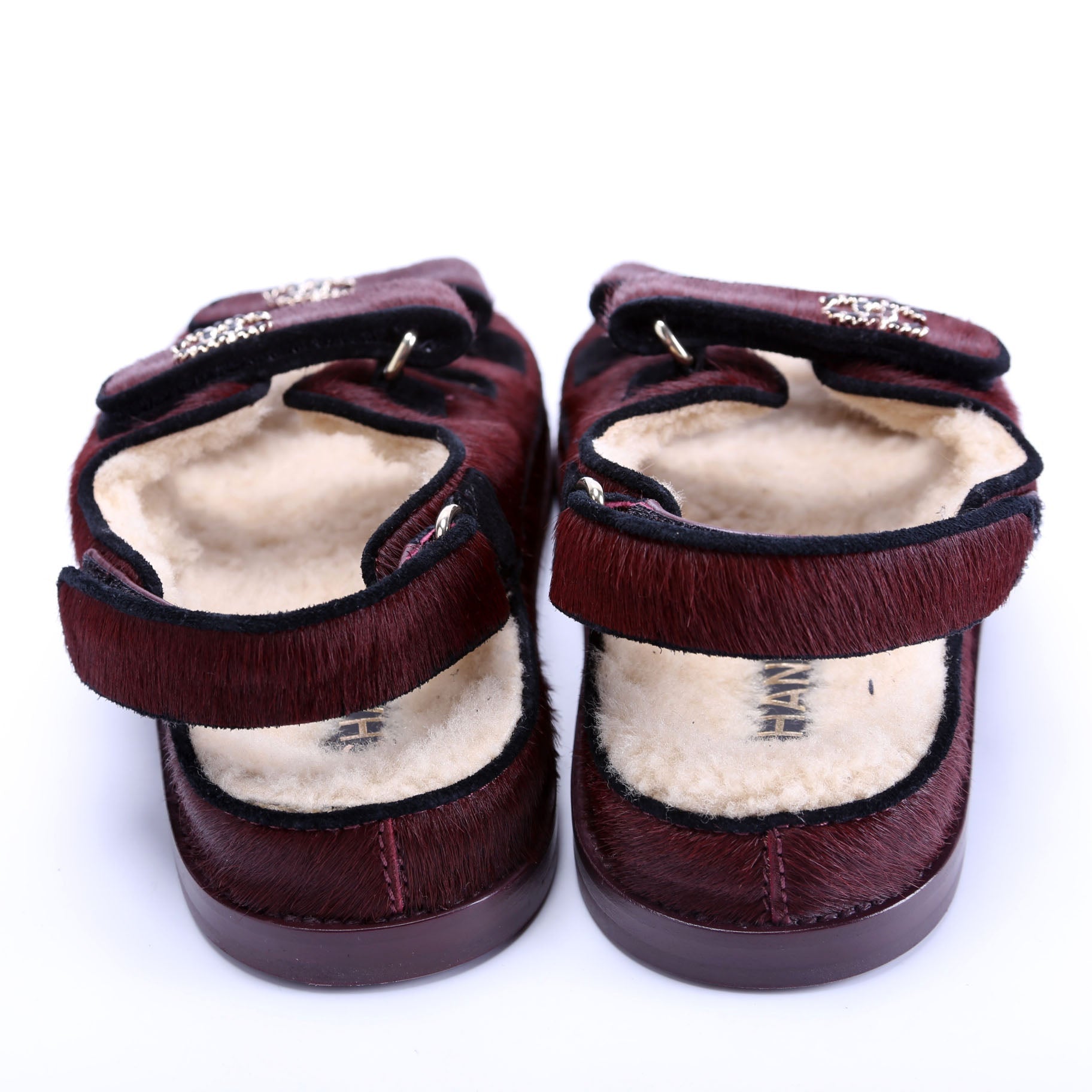 CC Dad Sandals Calf Hair Shearling Size 38
