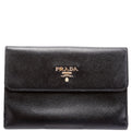 Prada Saffiano Metal Large Flap Wallet Black