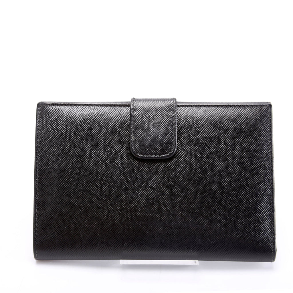Prada Saffiano Metal Large Flap Wallet Black