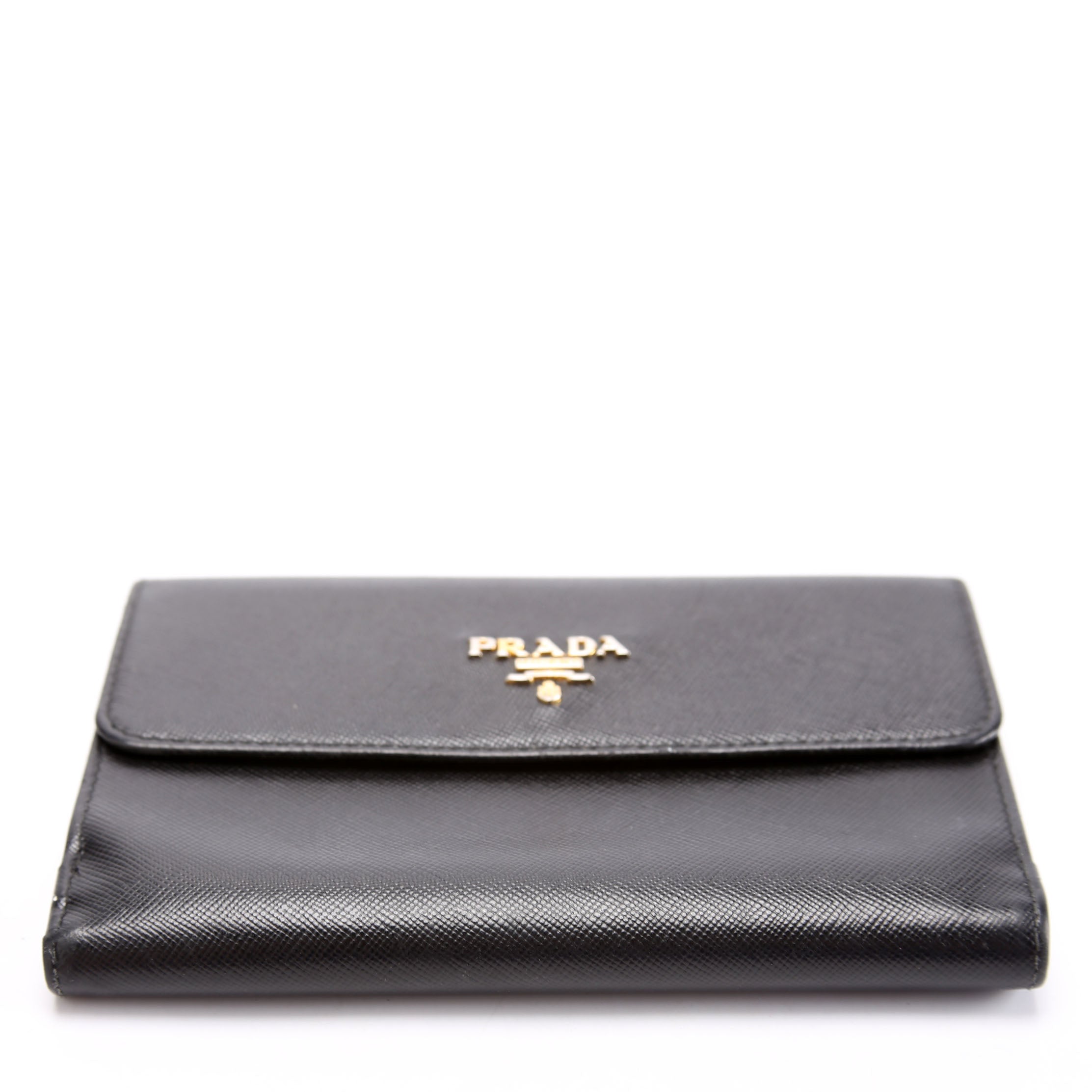 Prada Saffiano Metal Large Flap Wallet Black