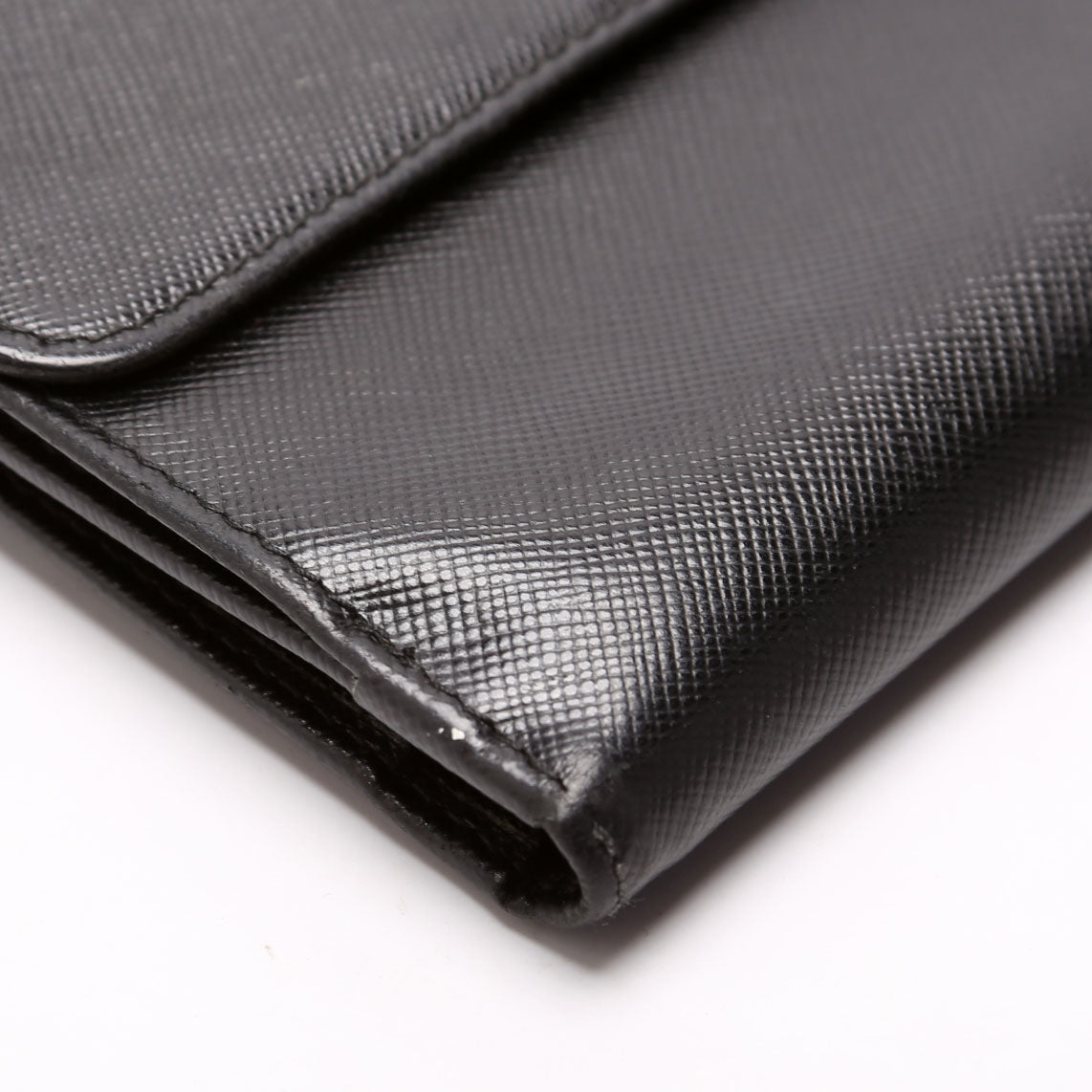 Prada Saffiano Metal Large Flap Wallet Black