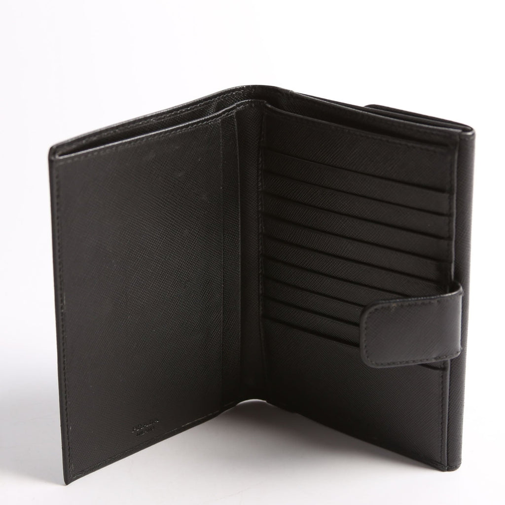 Prada Saffiano Metal Large Flap Wallet Black