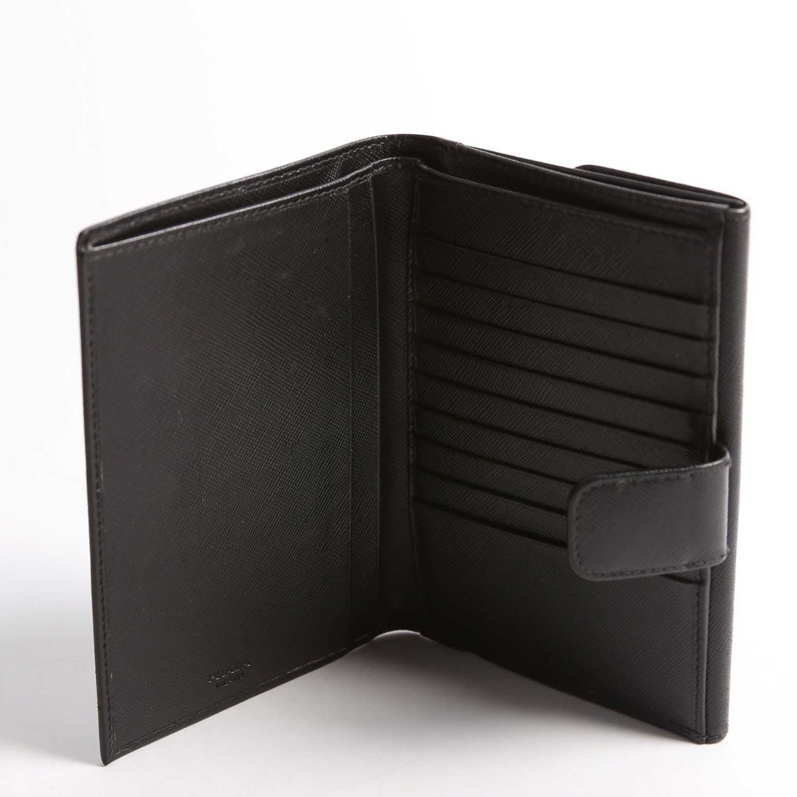 Prada Saffiano Metal Large Flap Wallet Black