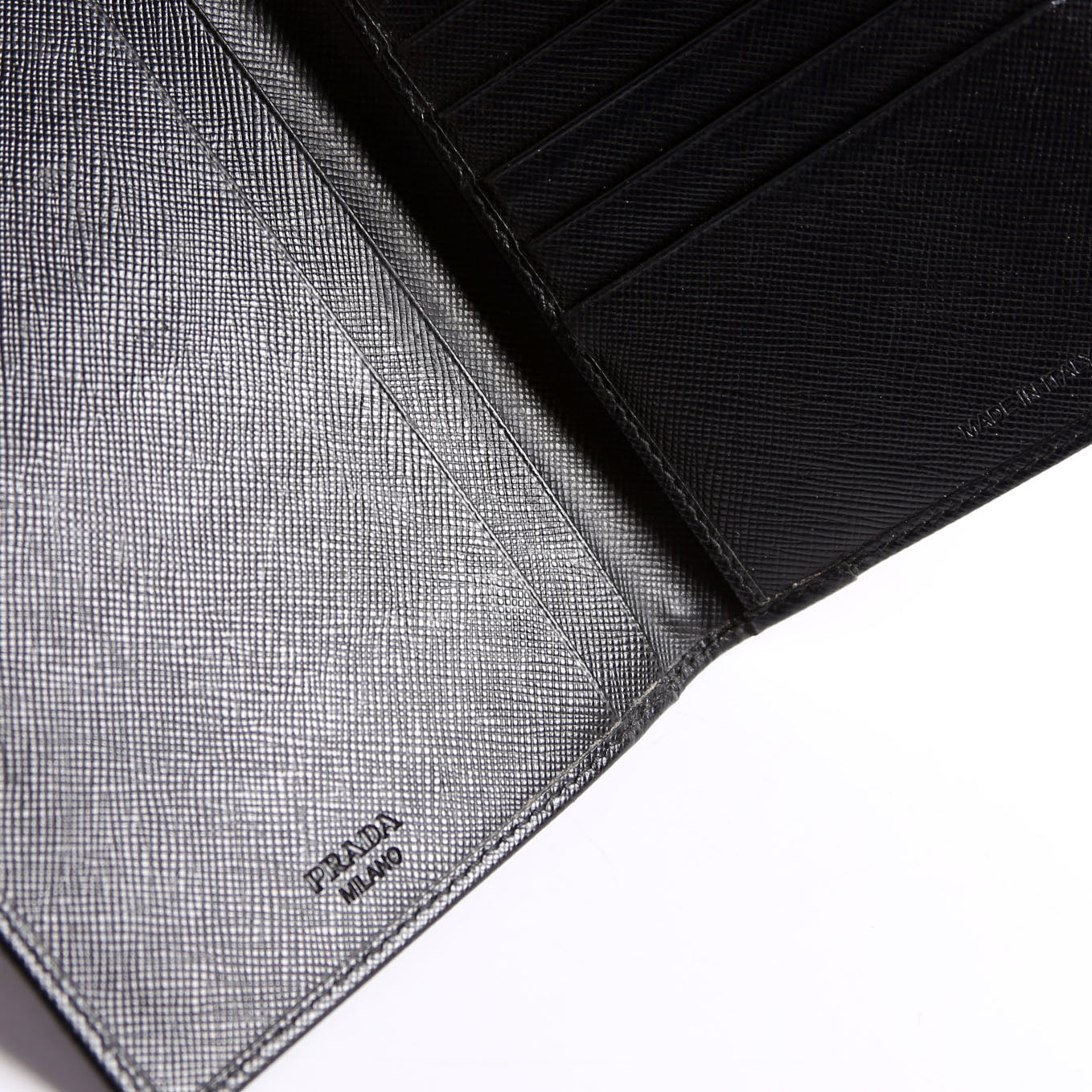 Prada Saffiano Metal Large Flap Wallet Black
