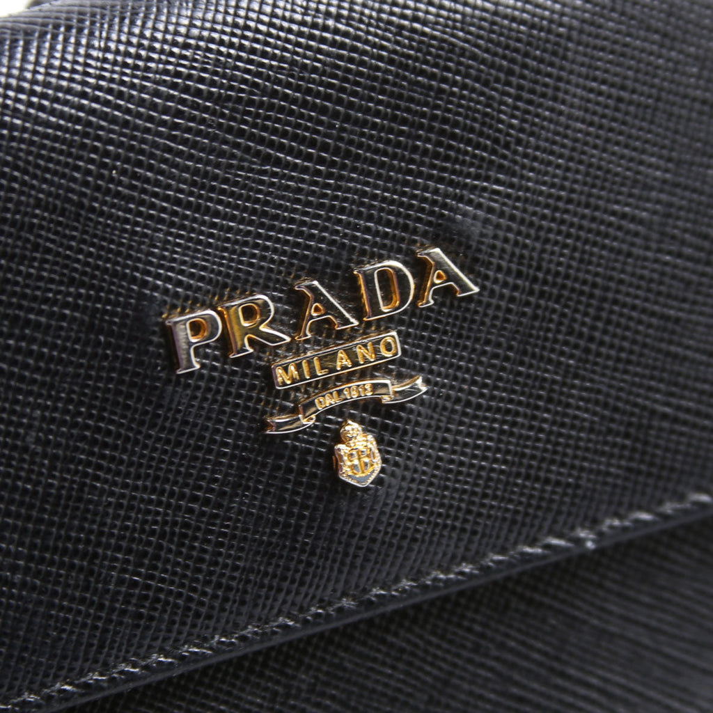Prada Saffiano Metal Large Flap Wallet Black