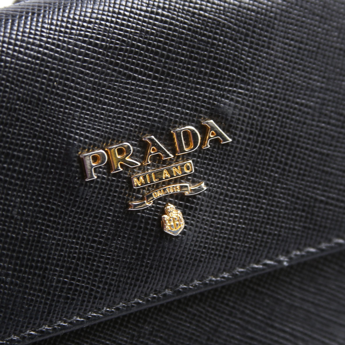 Prada Saffiano Metal Large Flap Wallet Black