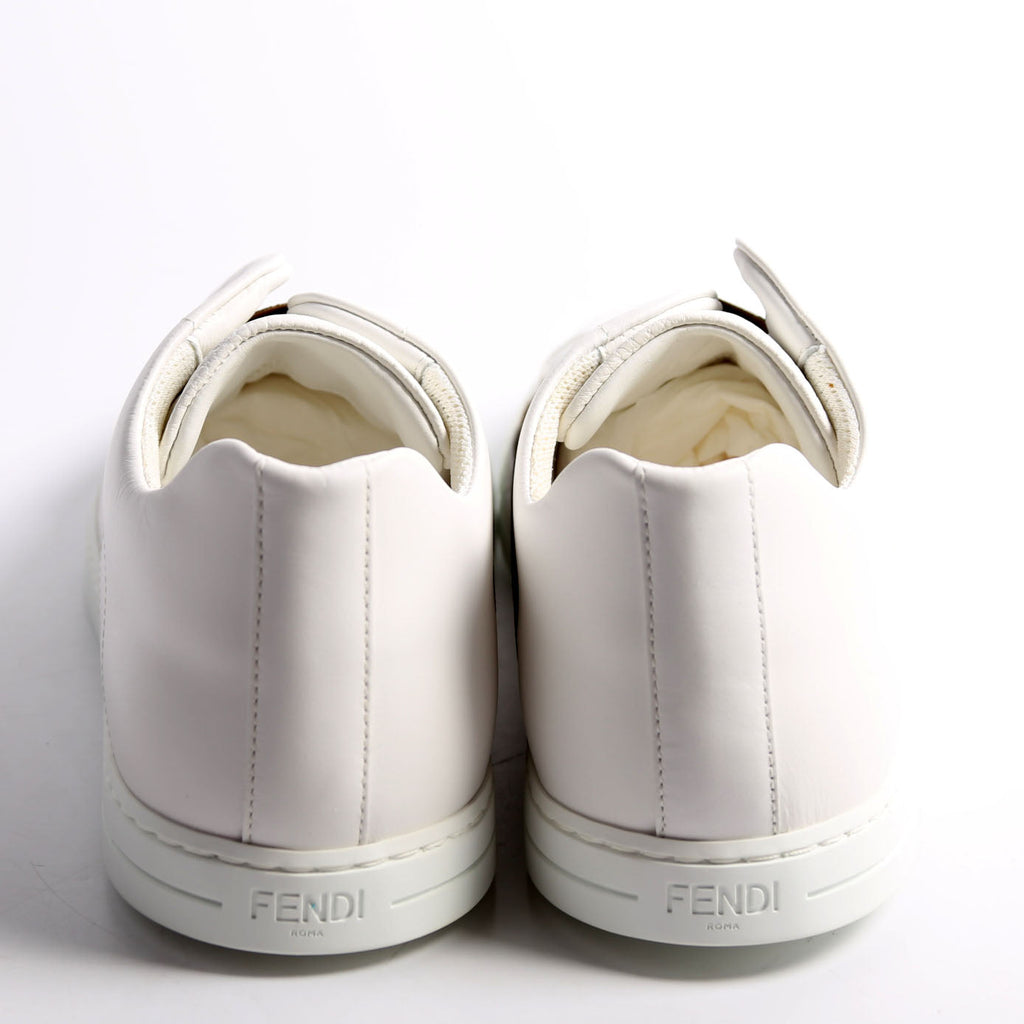 FF Logo Slip On Sneakers Size 40.5 (Mens Size 8) White/Brown/Black