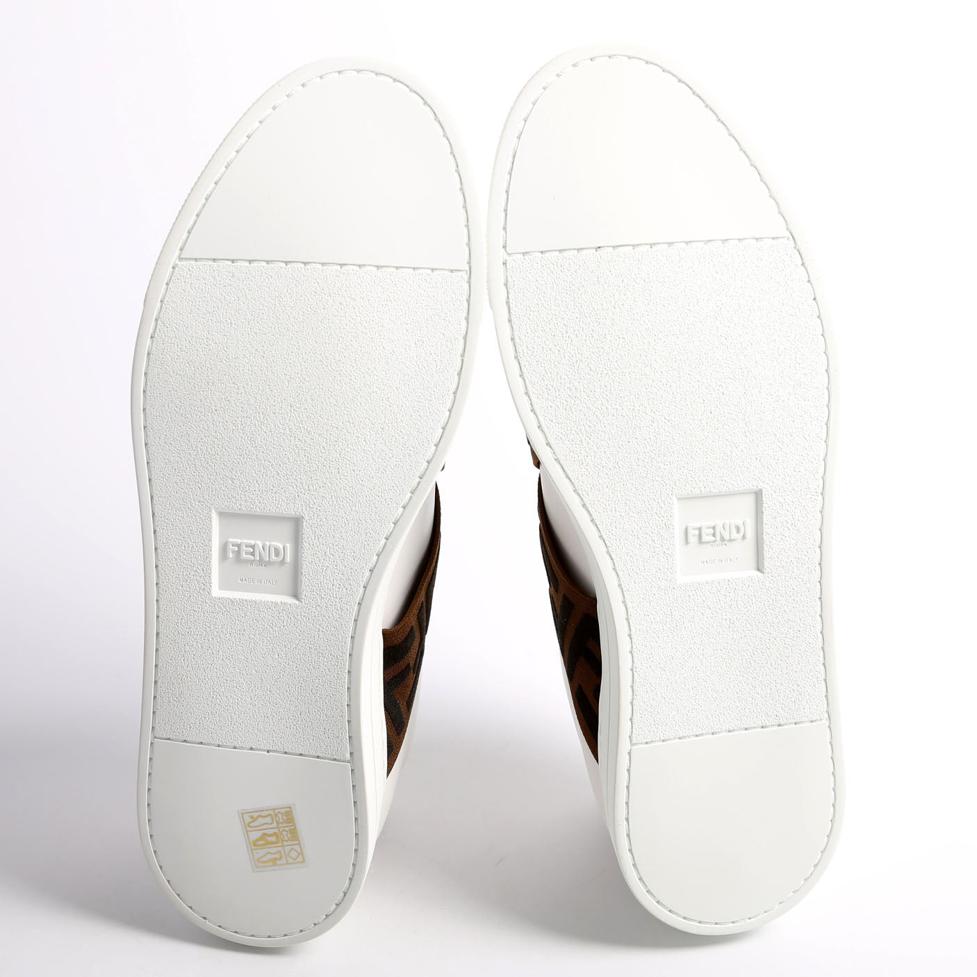 FF Logo Slip On Sneakers Size 40.5 (Mens Size 8) White/Brown/Black