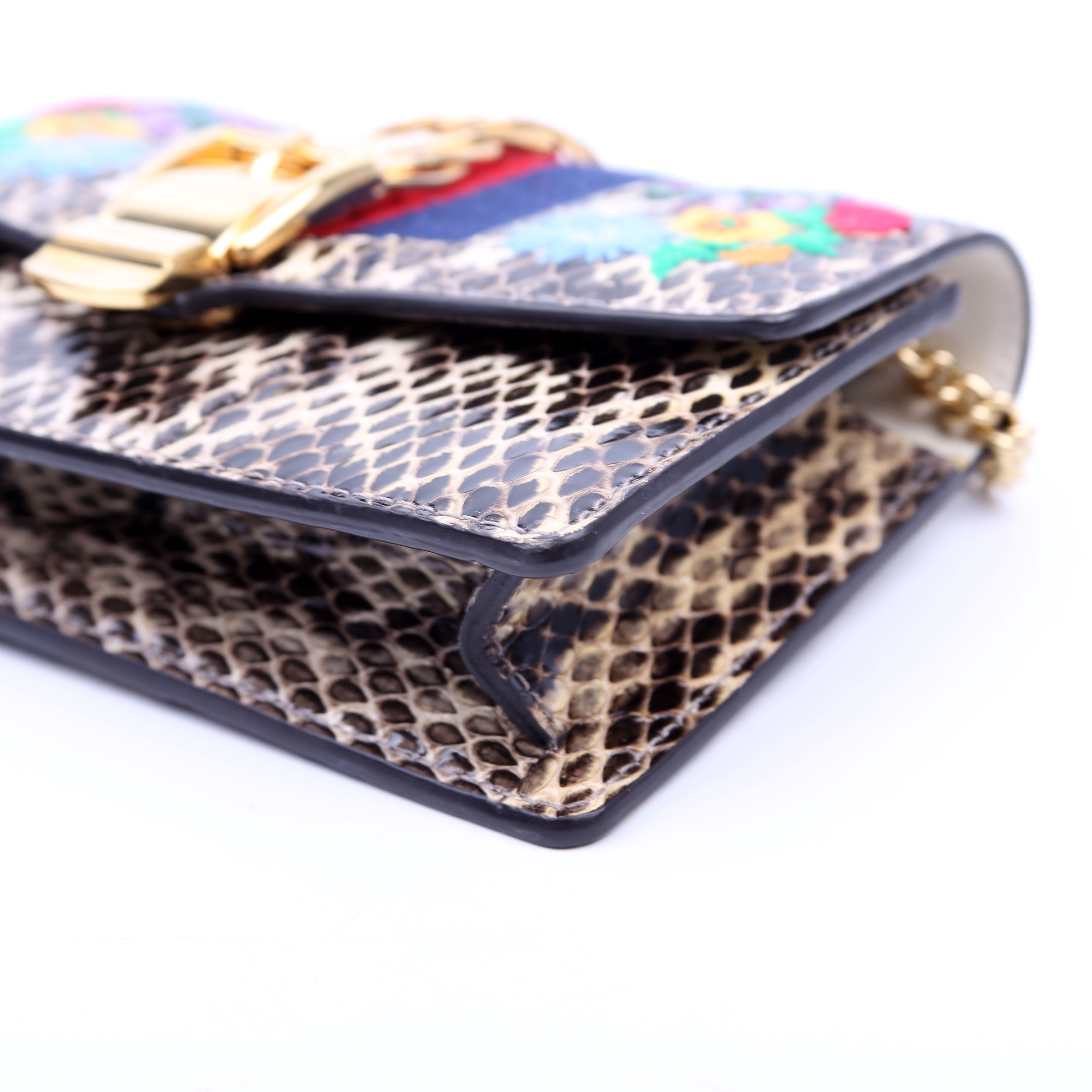 494646 Sylvie Chain Floral Embroidered/Snakeskin Super Mini