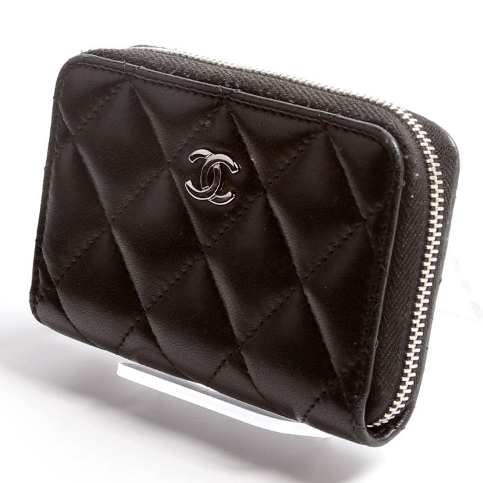 Classic Quilted Zippy Coin Purse Lambskin Black