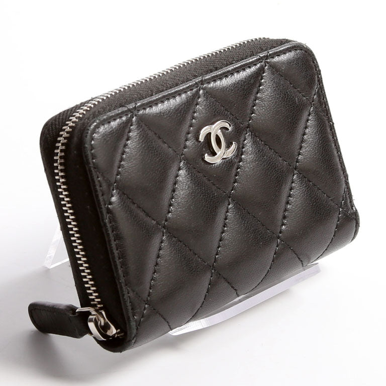 Classic Quilted Zippy Coin Purse Lambskin Black