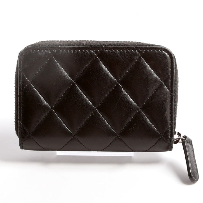 Classic Quilted Zippy Coin Purse Lambskin Black