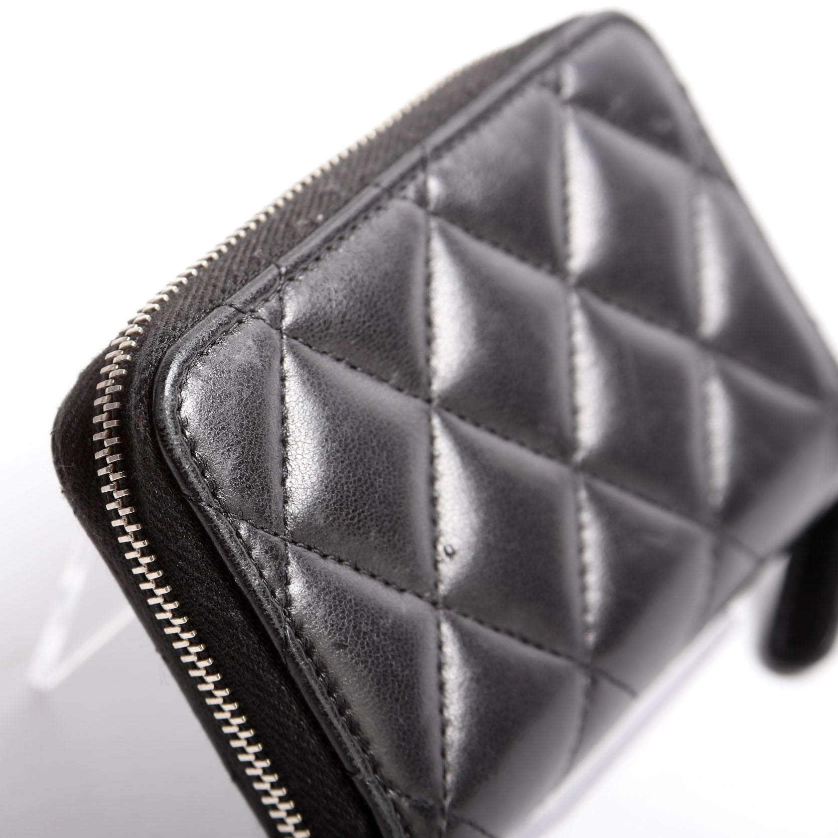 Classic Quilted Zippy Coin Purse Lambskin Black