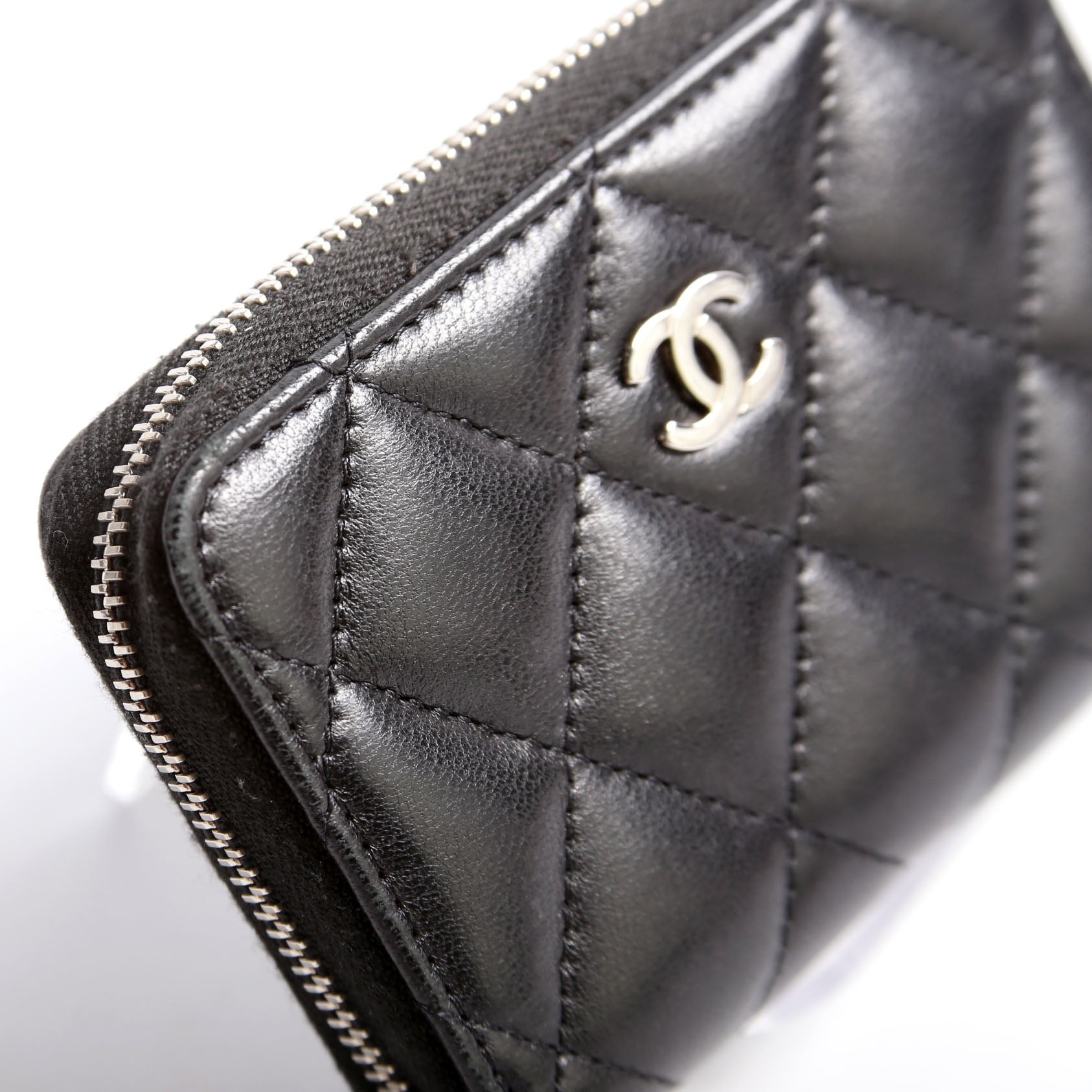 Classic Quilted Zippy Coin Purse Lambskin Black