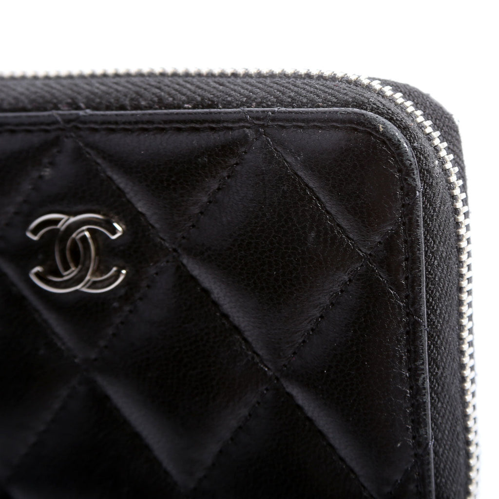 Classic Quilted Zippy Coin Purse Lambskin Black