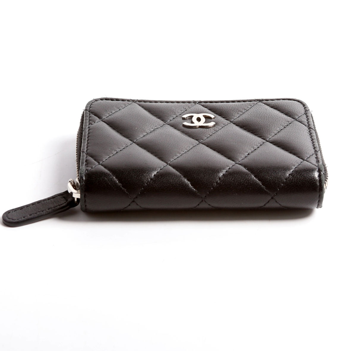 Classic Quilted Zippy Coin Purse Lambskin Black