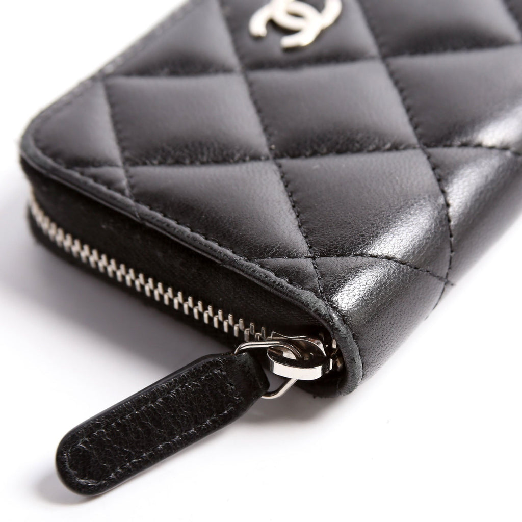 Classic Quilted Zippy Coin Purse Lambskin Black